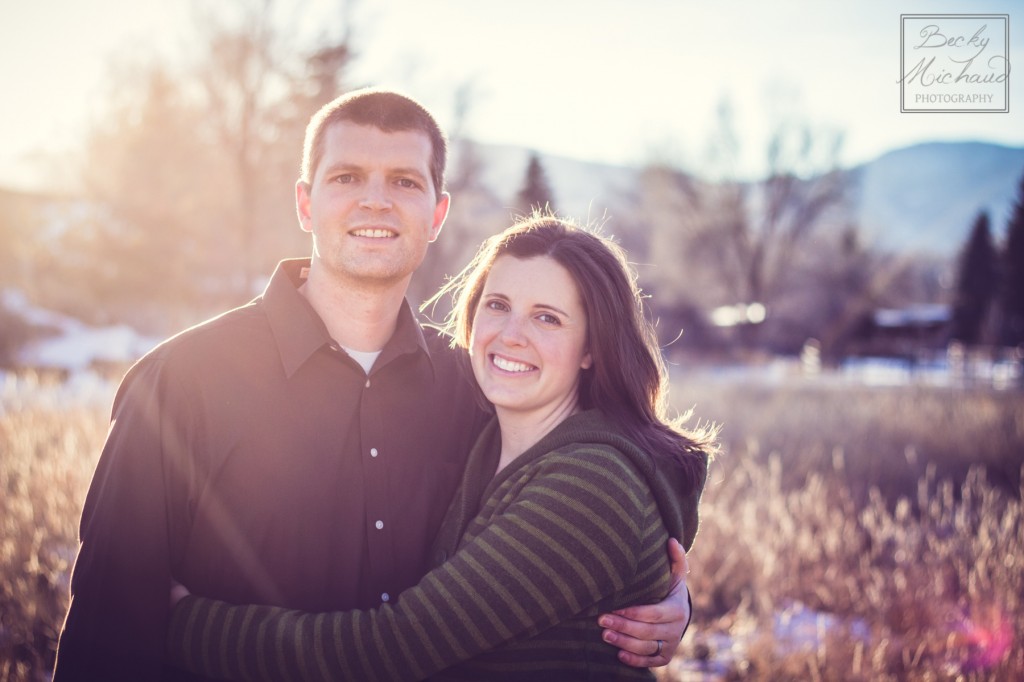 Husband and wife in a field in northern Colorado