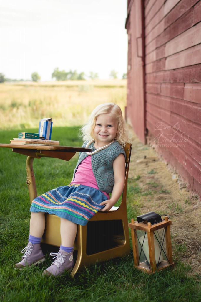 Fort Collins back to school photo using a vintage desk