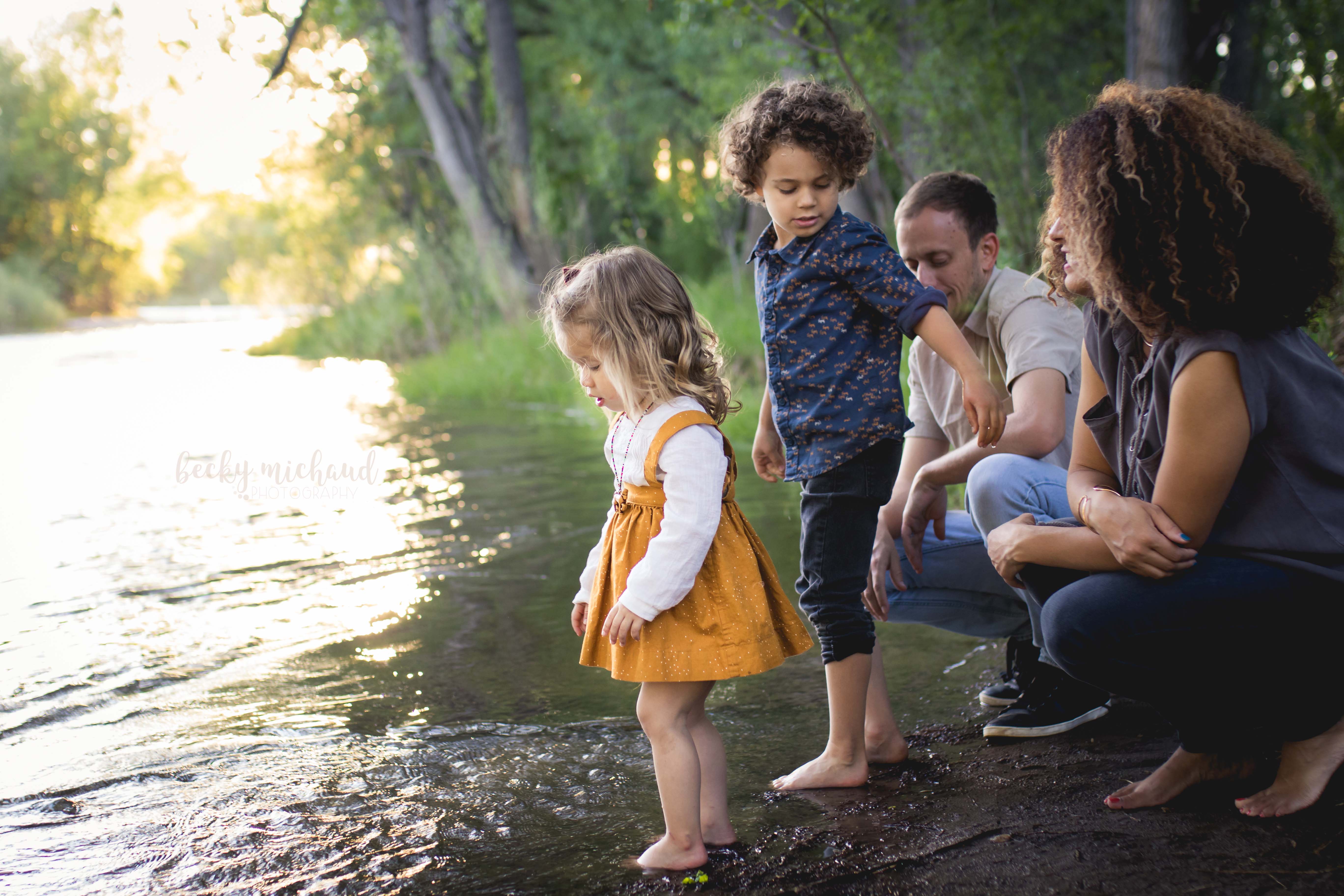 family photo session by the Poudre River