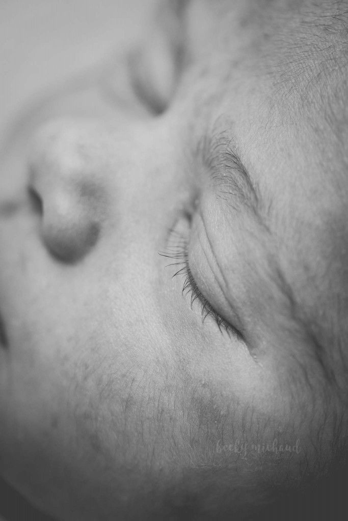 black and white macro shot of baby eyelashes