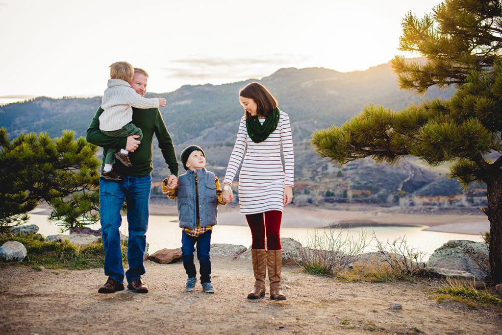 Becky Michaud, Fort Collins family and newborn photographer, with her family at Horsetooth Reservoir