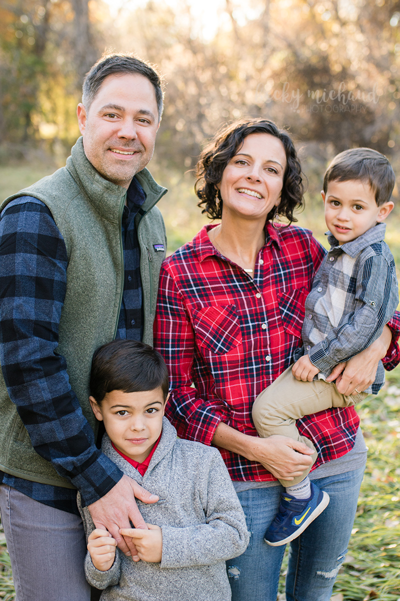 Family portrait in the fall at a natural area in Fort Collins, Colorado