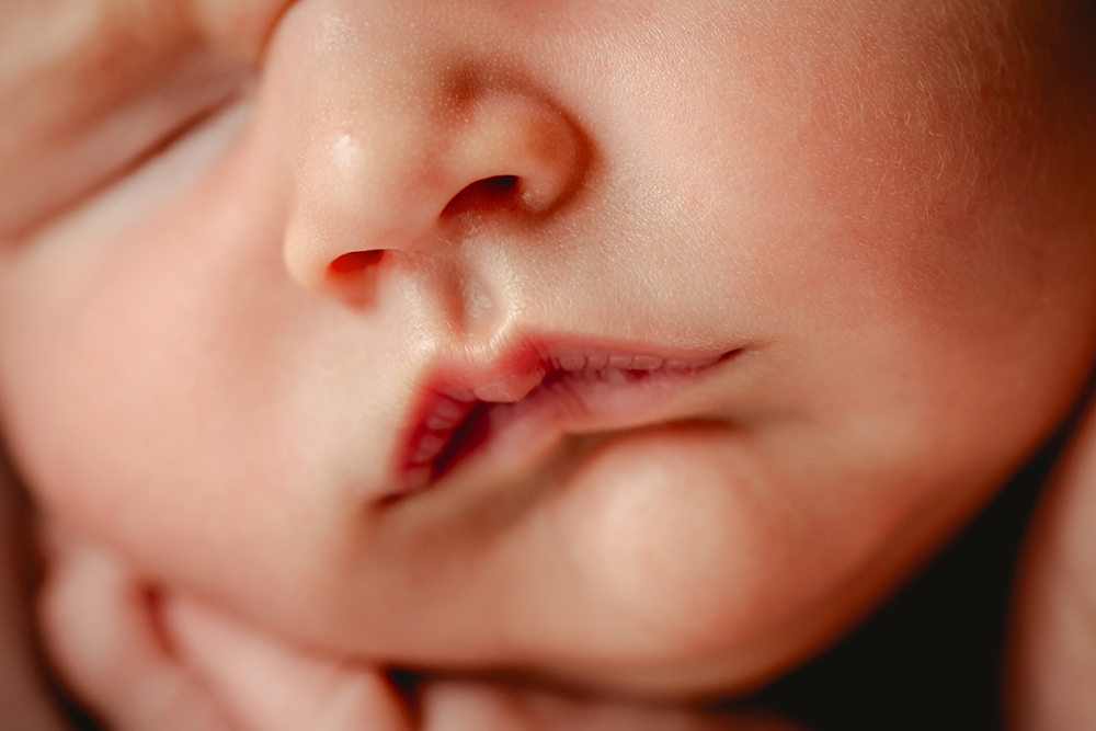 close up detail photo of baby lips taken by Fort Collins newborn photographer, Becky Michaud