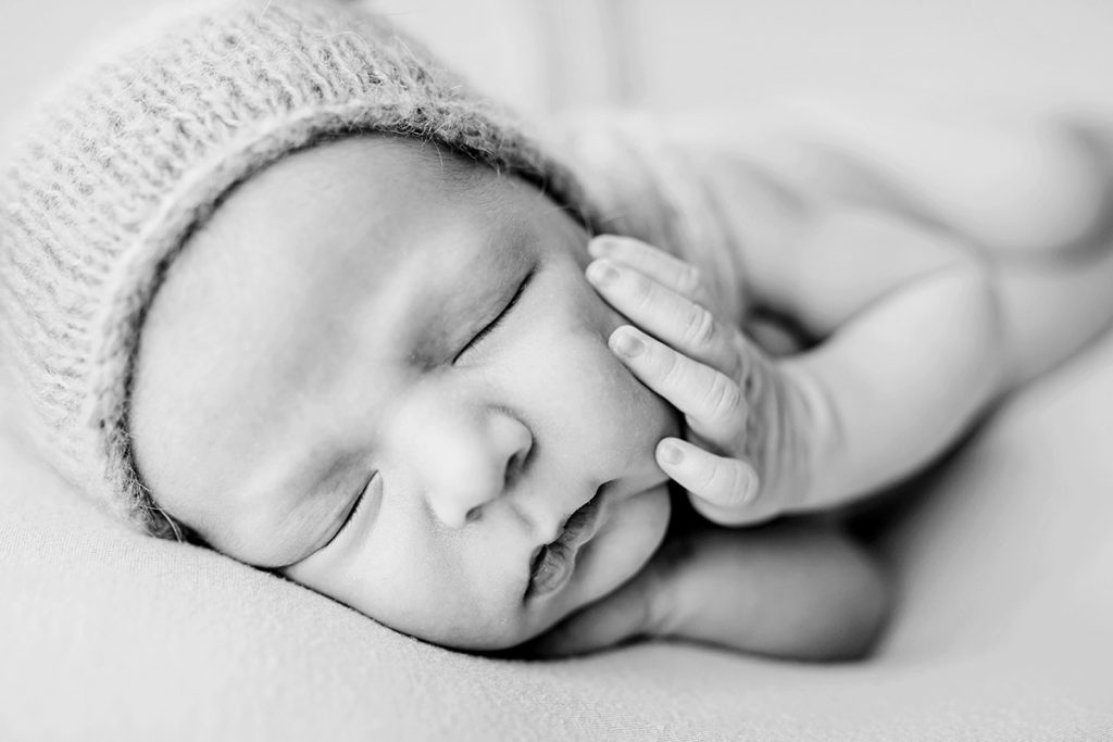 Sweet baby photo in black and white taken by Fort Collins newborn photographer Becky Michaud